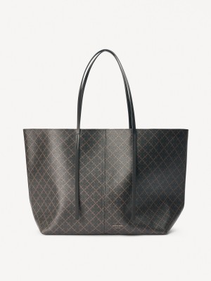 By Malene Birger Abi Printed Tote Bags Dark Chokolate | UK_BB90373