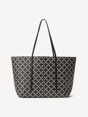 By Malene Birger Abigail Printed Tote Bags Black | UK_BB38951