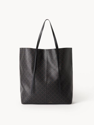 By Malene Birger Abrille Printed Tote Bags Dark Chokolate | UK_BB78582