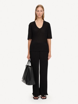 By Malene Birger Amaringa T-shirt Tops Black | UK_BB50592