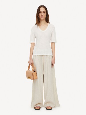 By Malene Birger Amaringa T-shirt Tops Soft White | UK_BB58023