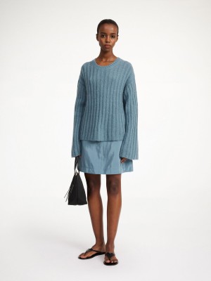 By Malene Birger Cierra Ribbed Sweater Knitwear Cool Water | UK_BB56579