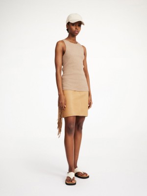 By Malene Birger Coras Leather Mini Skirts Tan | UK_BB88319