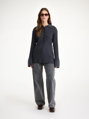 By Malene Birger Delphine Merino Wool Sweater Knitwear Jet grey | UK_BB54618