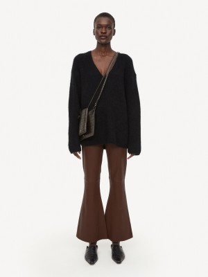 By Malene Birger Evyline Cropped Leather Trousers Chestnut | UK_BB62983