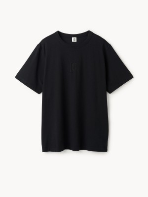 By Malene Birger Fayeh Organic Cotton T-shirt Tops Black | UK_BB35130