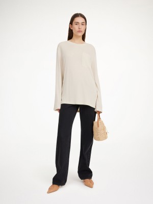 By Malene Birger Fayeh Oversized Longsleeve Tops Oyster Gray | UK_BB72334