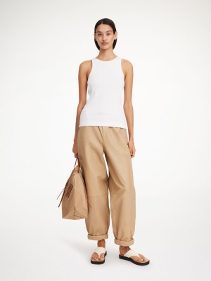 By Malene Birger Joanni Leather Trousers Sand Beige | UK_BB89608