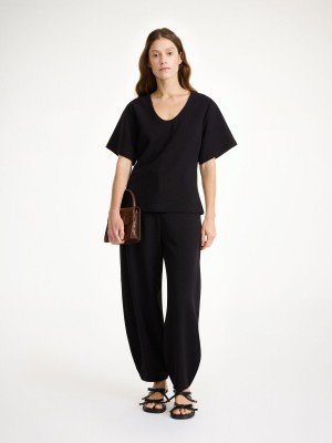 By Malene Birger Lunae T-shirt Tops Black | UK_BB46841