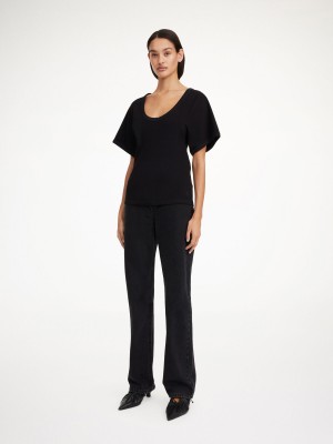 By Malene Birger Lunai T-shirt Tops Black | UK_BB28979