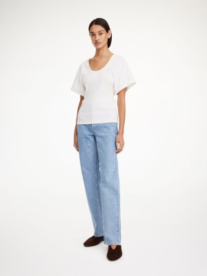 By Malene Birger Lunai T-shirt Tops Soft White | UK_BB81739