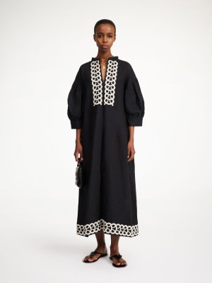 By Malene Birger Lydea Linen Maxi Dress Black | UK_BB31941