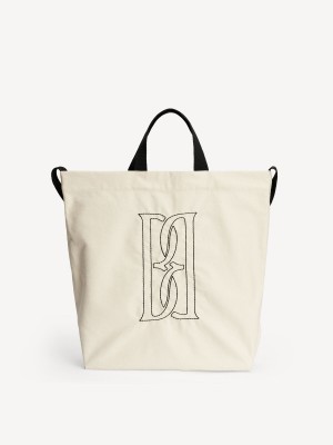 By Malene Birger Shayan Organic Cotton Tote Bags Soft White | UK_BB94053