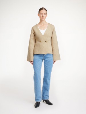 By Malene Birger Tinley Wool Cardigan Knitwear Twill Beige | UK_BB33949