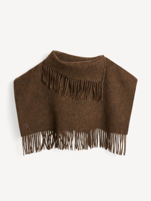 By Malene Birger Turtla Wool Fringe Bib Scarves Shitake | UK_BB67925