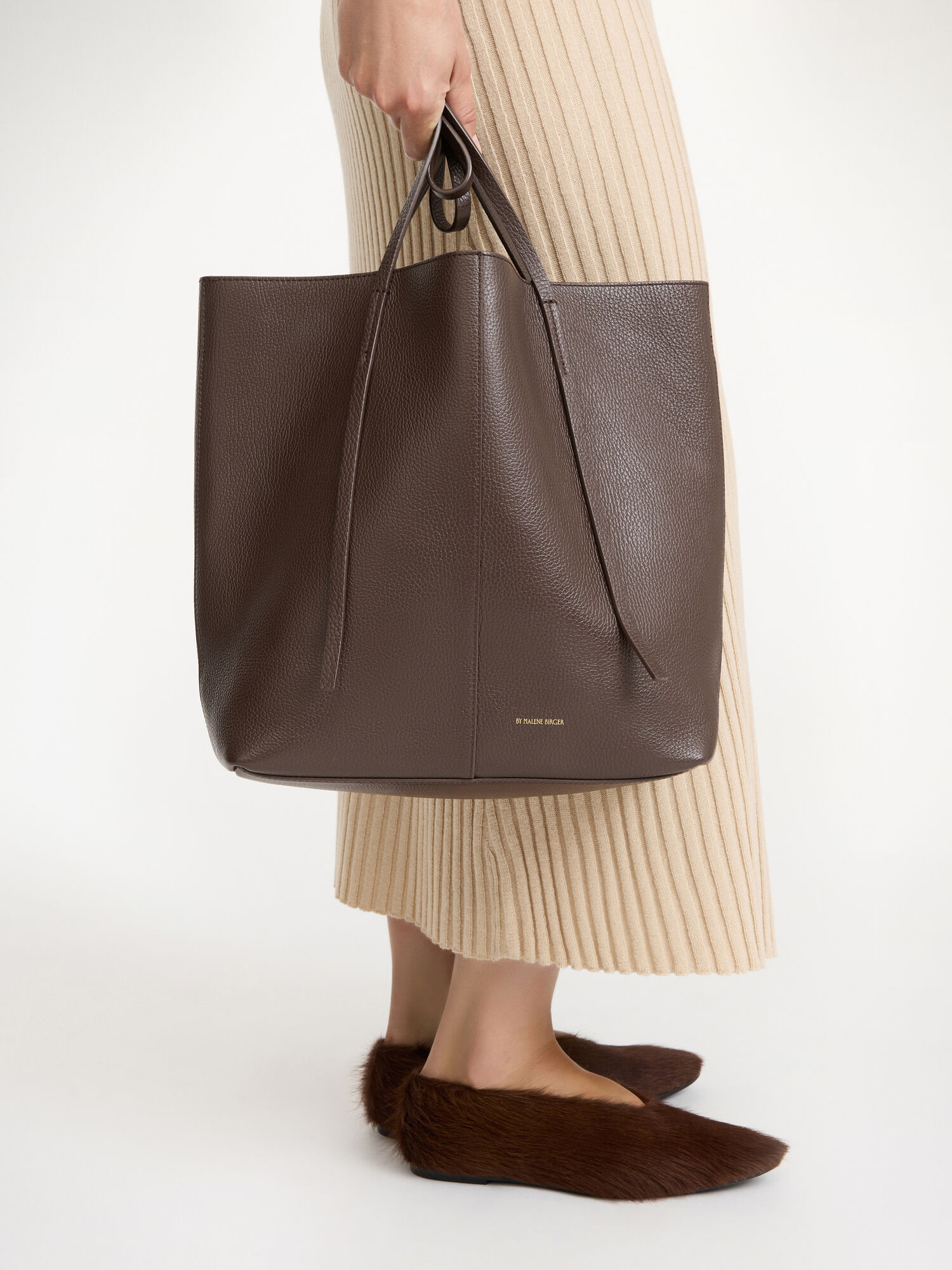 By Malene Birger Abilso Leather Tote Bags Coffee Bean | UK_BB25398