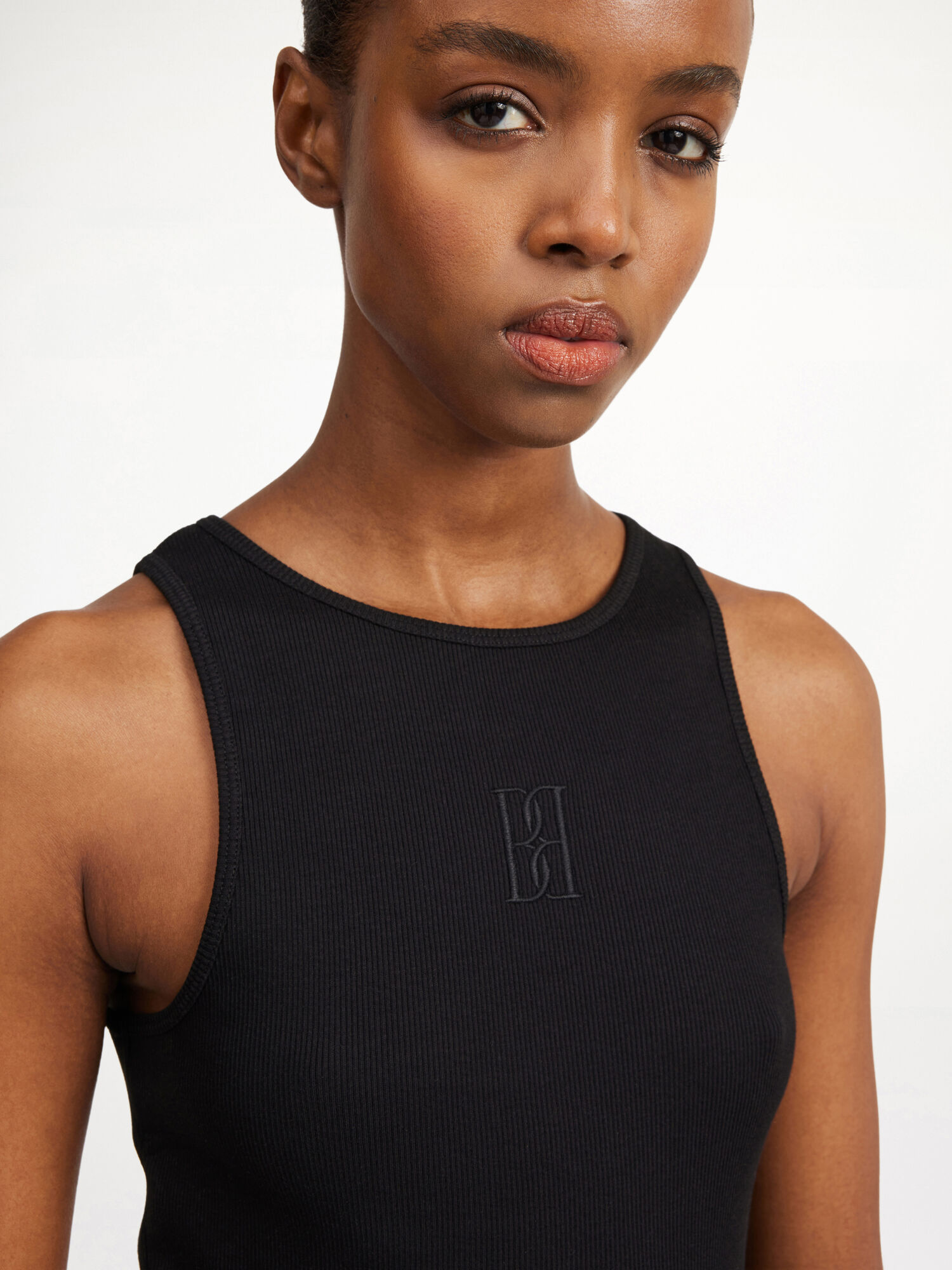 By Malene Birger Amanias Tank Tops Black | UK_BB17666