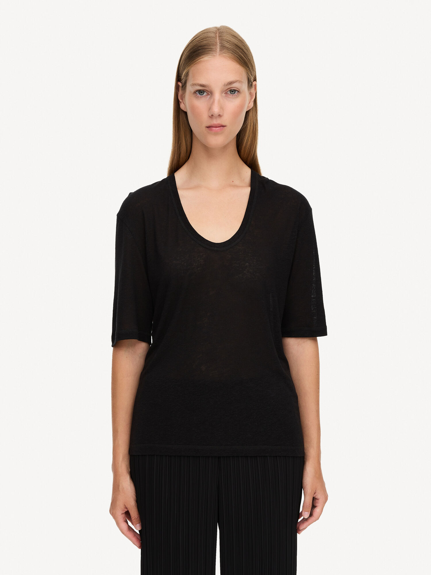 By Malene Birger Amaringa T-shirt Tops Black | UK_BB50592