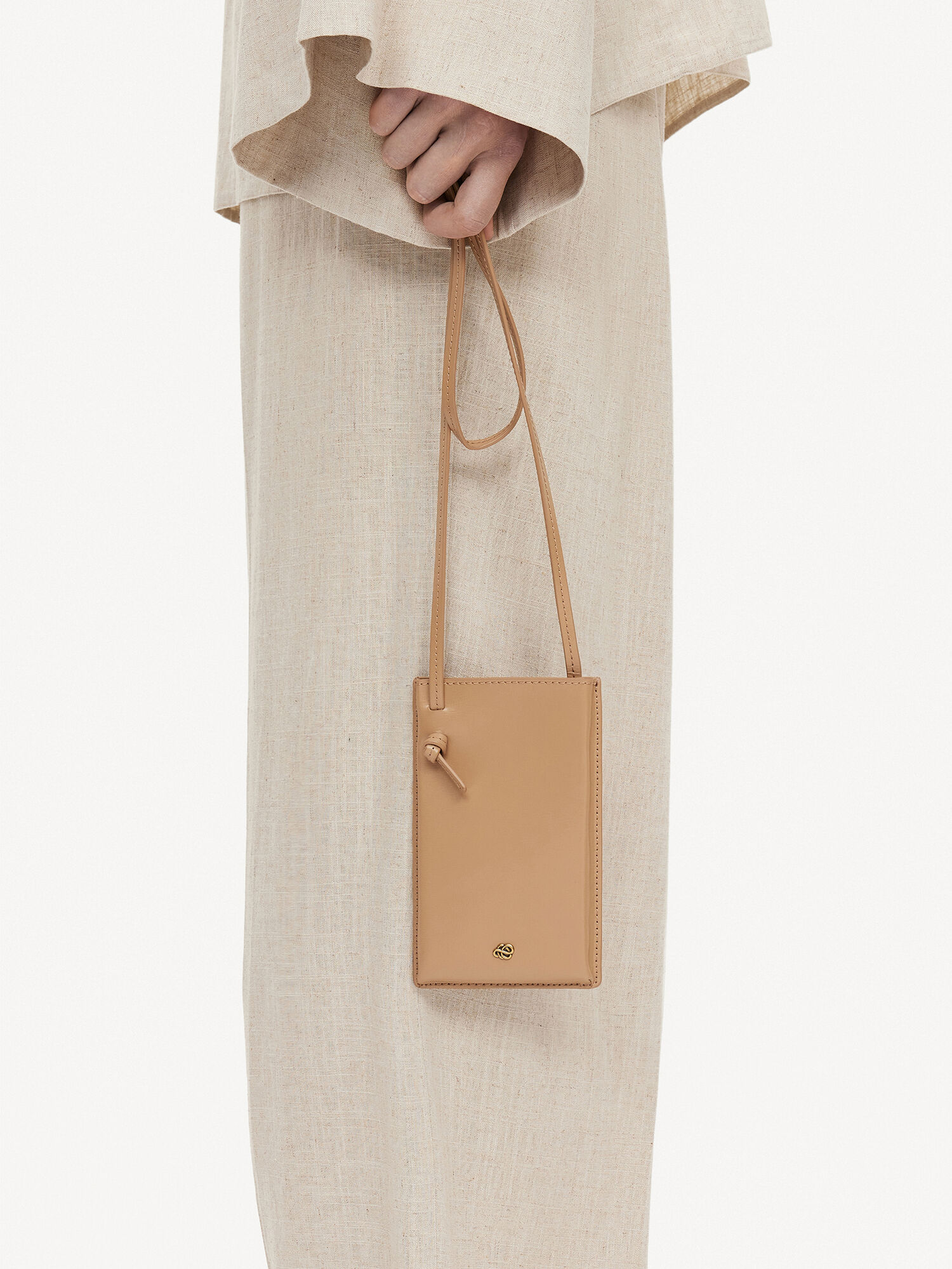 By Malene Birger Aya Leather Phone Pouch Other Accessories Sand | UK_BB89082