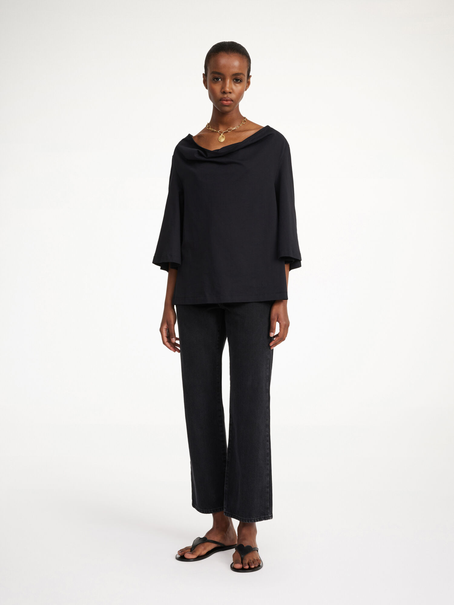 By Malene Birger Bryar Organic Cotton T-shirt Tops Black | UK_BB52398