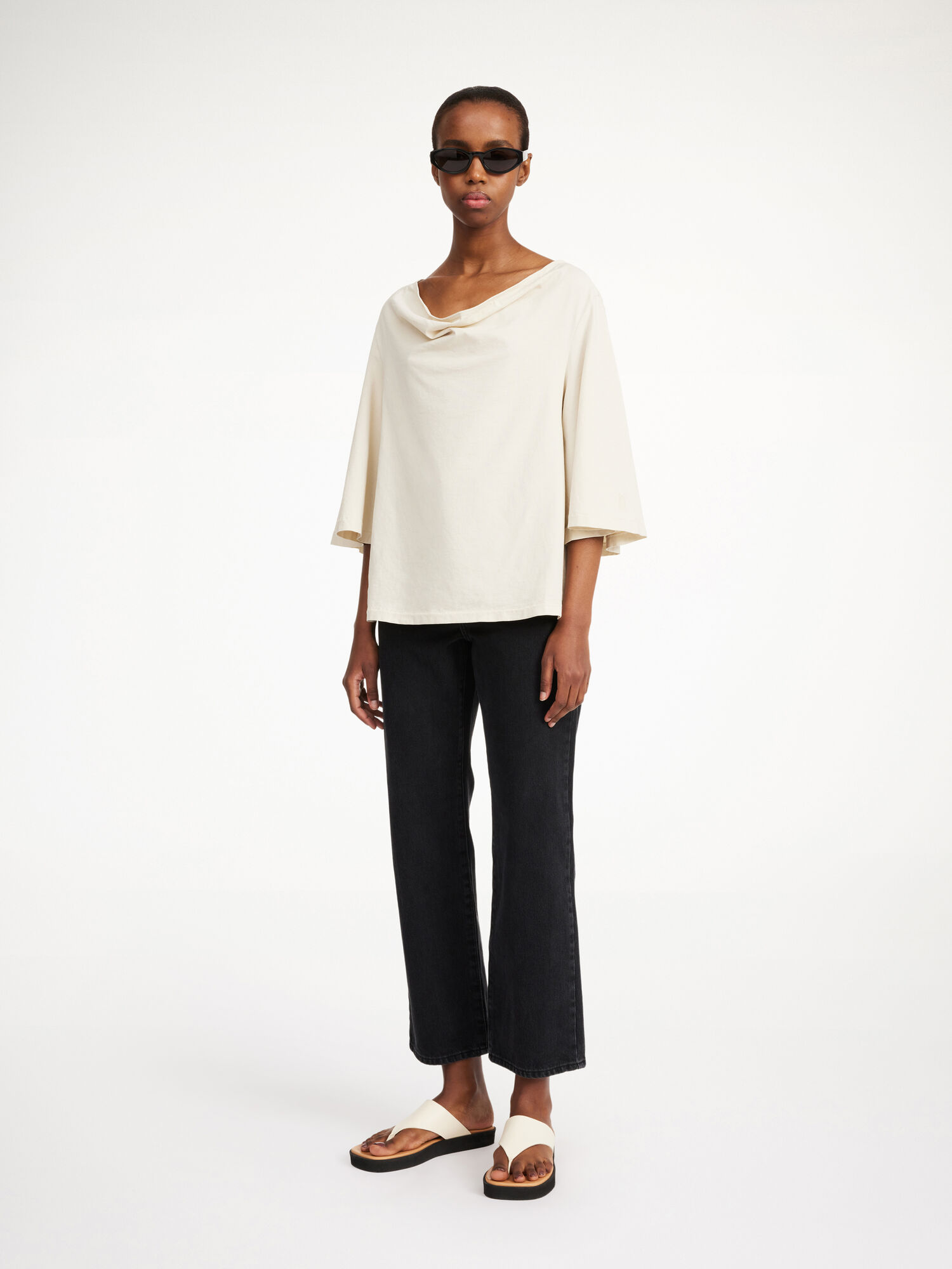 By Malene Birger Bryar Organic Cotton T-shirt Tops Oyster Gray | UK_BB90162