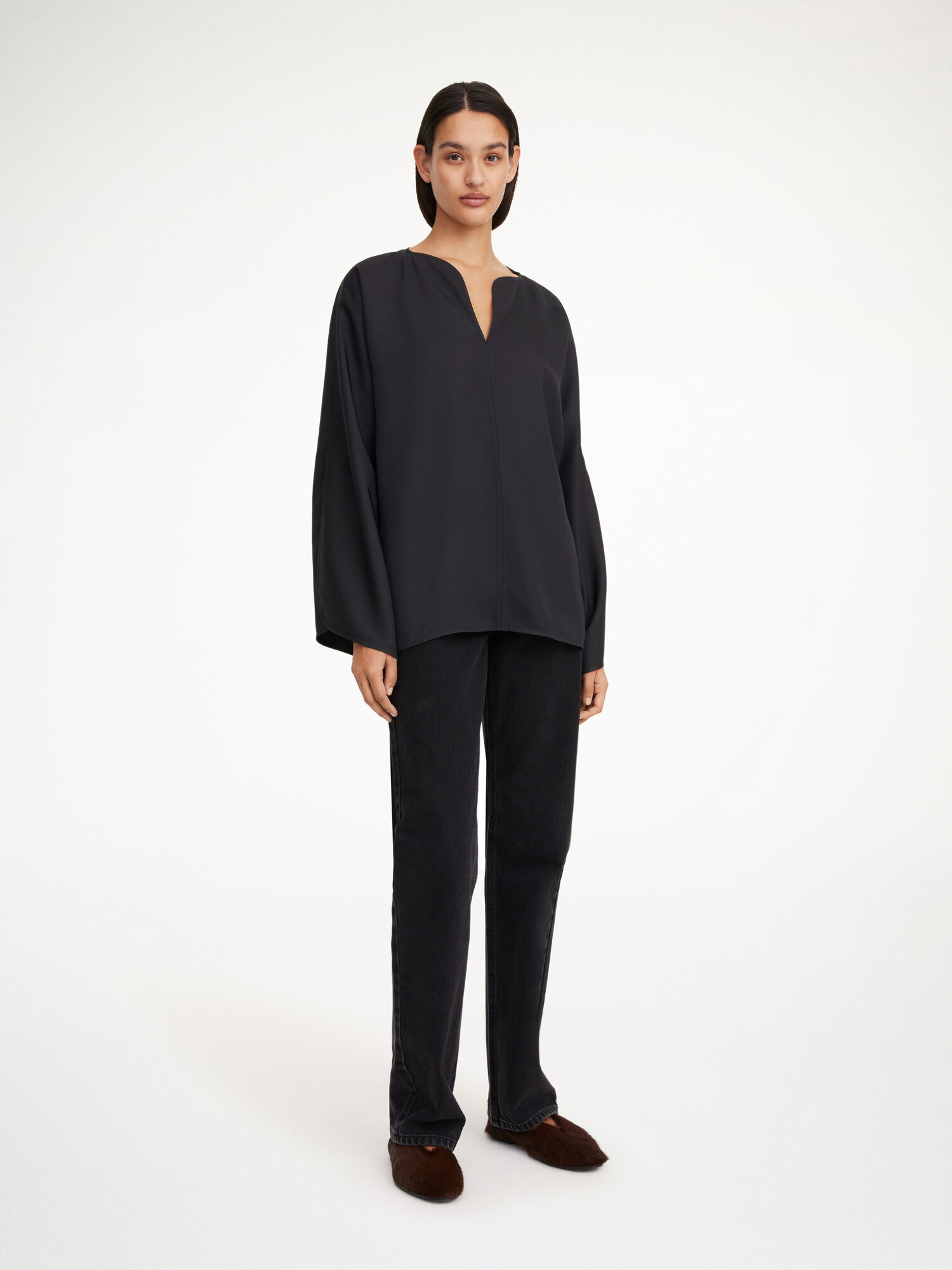 By Malene Birger Calias Tunic-style Blouse Shirts Black | UK_BB19509