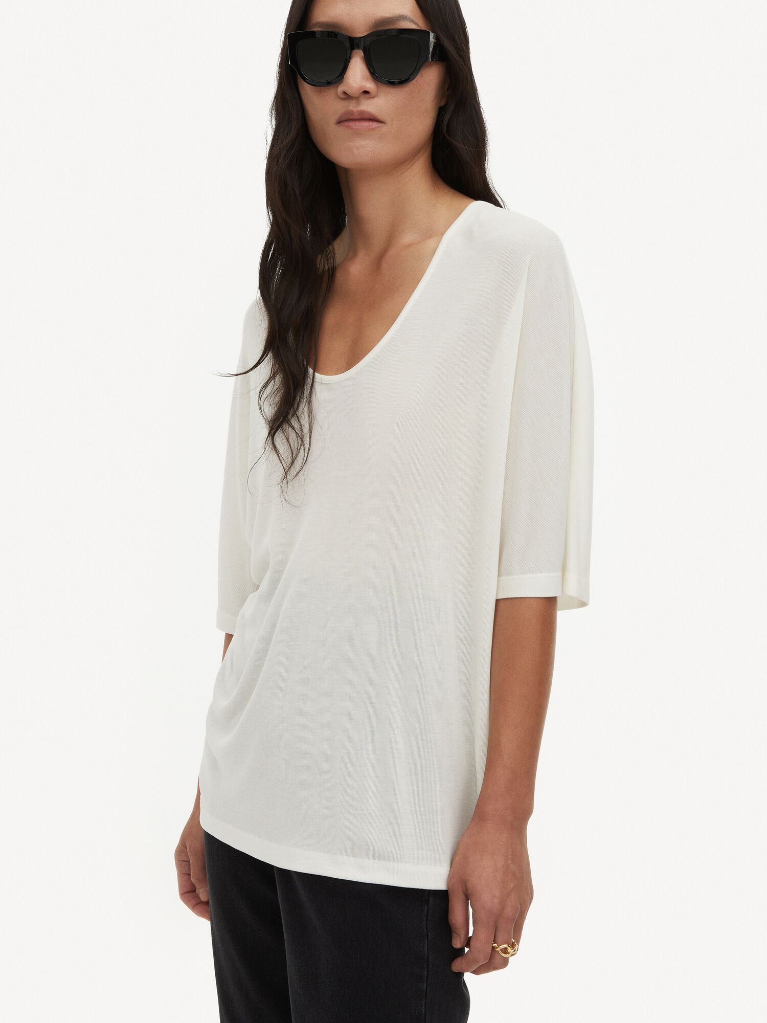 By Malene Birger Cevina Oversized T-shirt Tops Whisper White | UK_BB22973