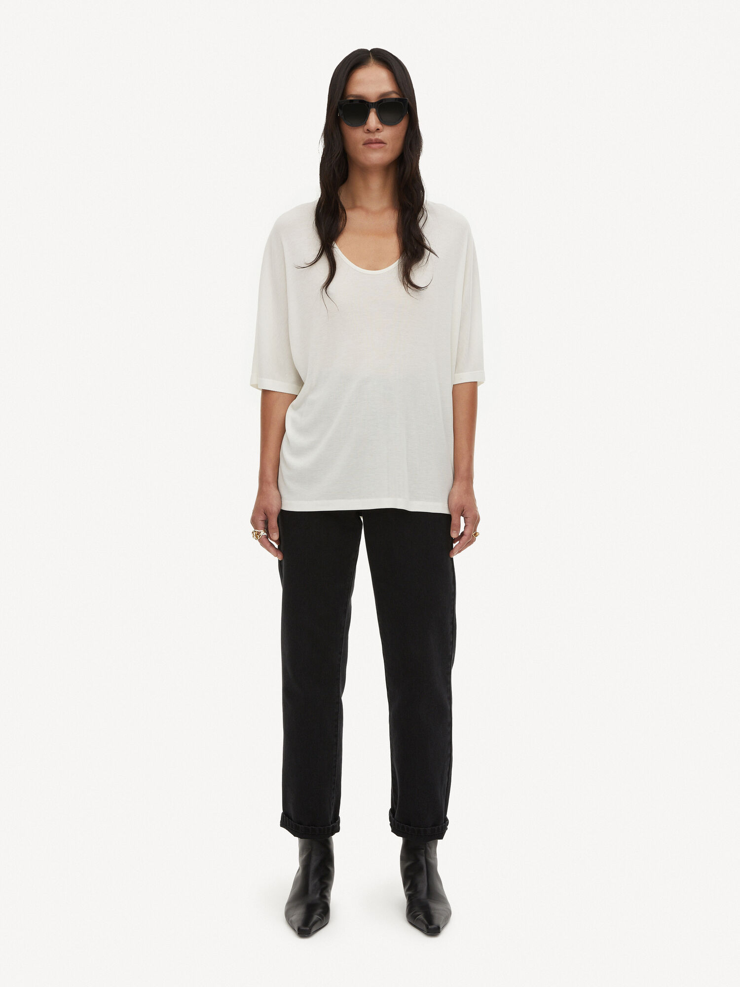 By Malene Birger Cevina Oversized T-shirt Tops Whisper White | UK_BB22973