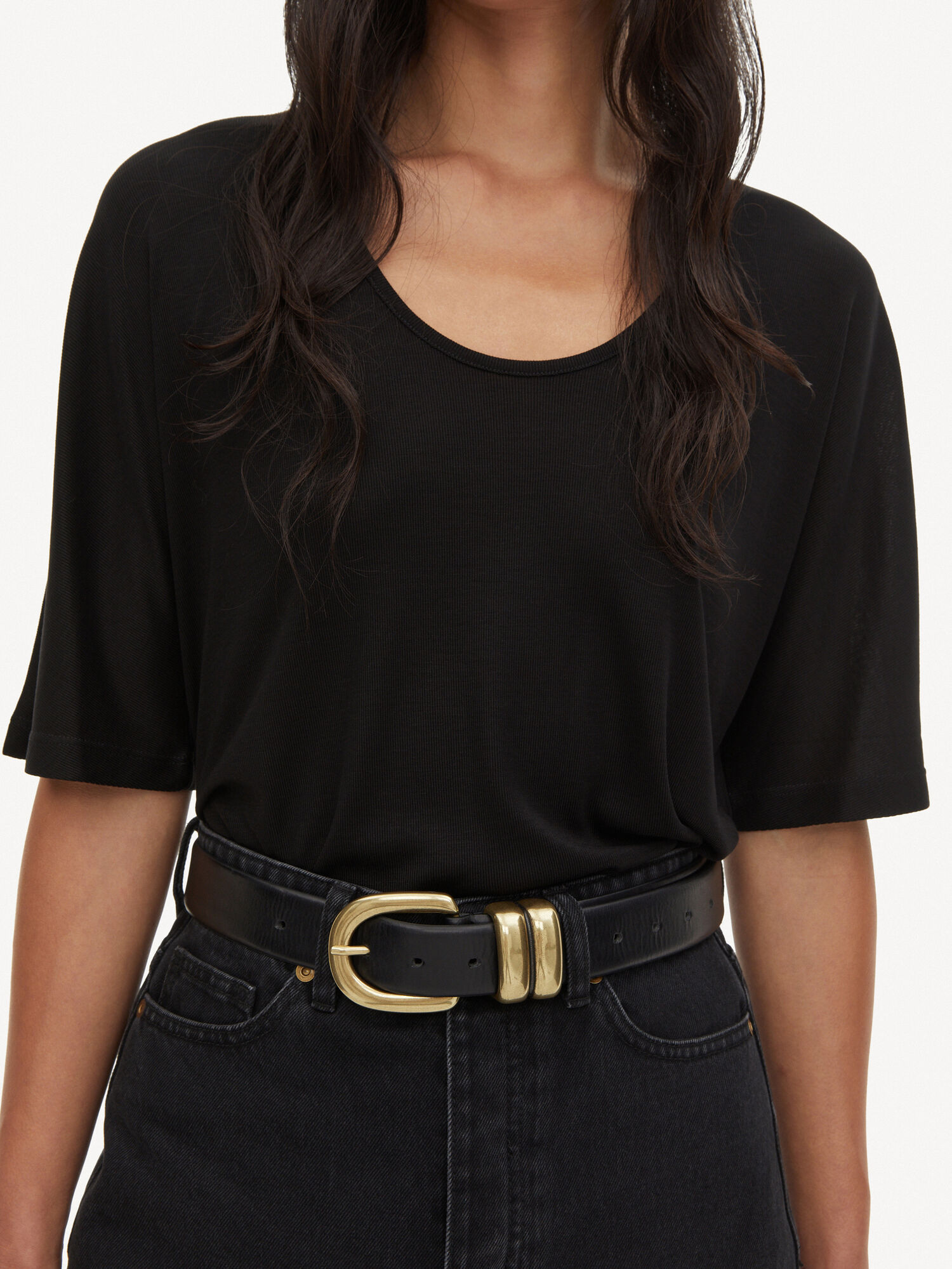 By Malene Birger Cevina Oversized T-shirt Tops Black | UK_BB68169