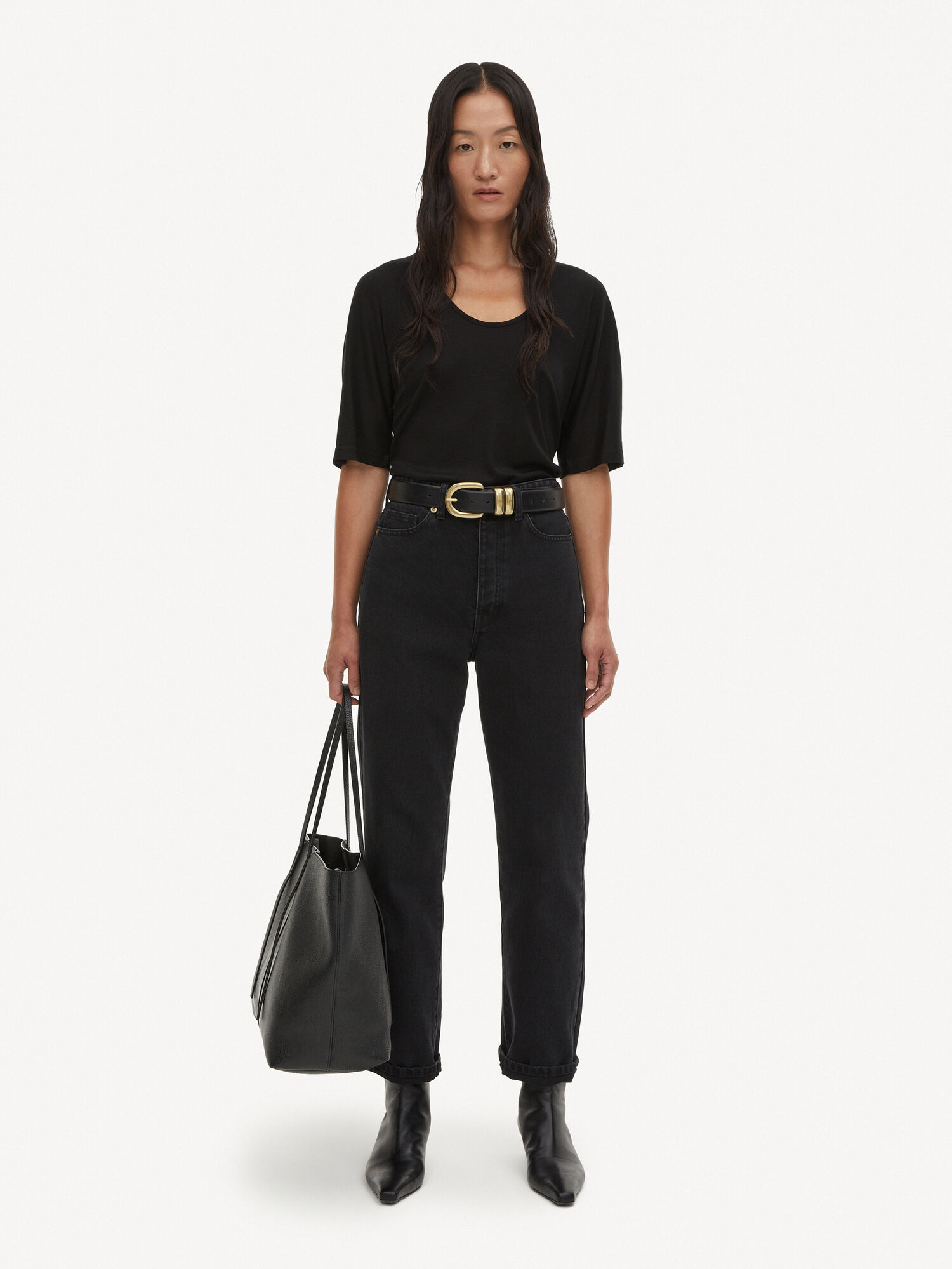 By Malene Birger Cevina Oversized T-shirt Tops Black | UK_BB68169