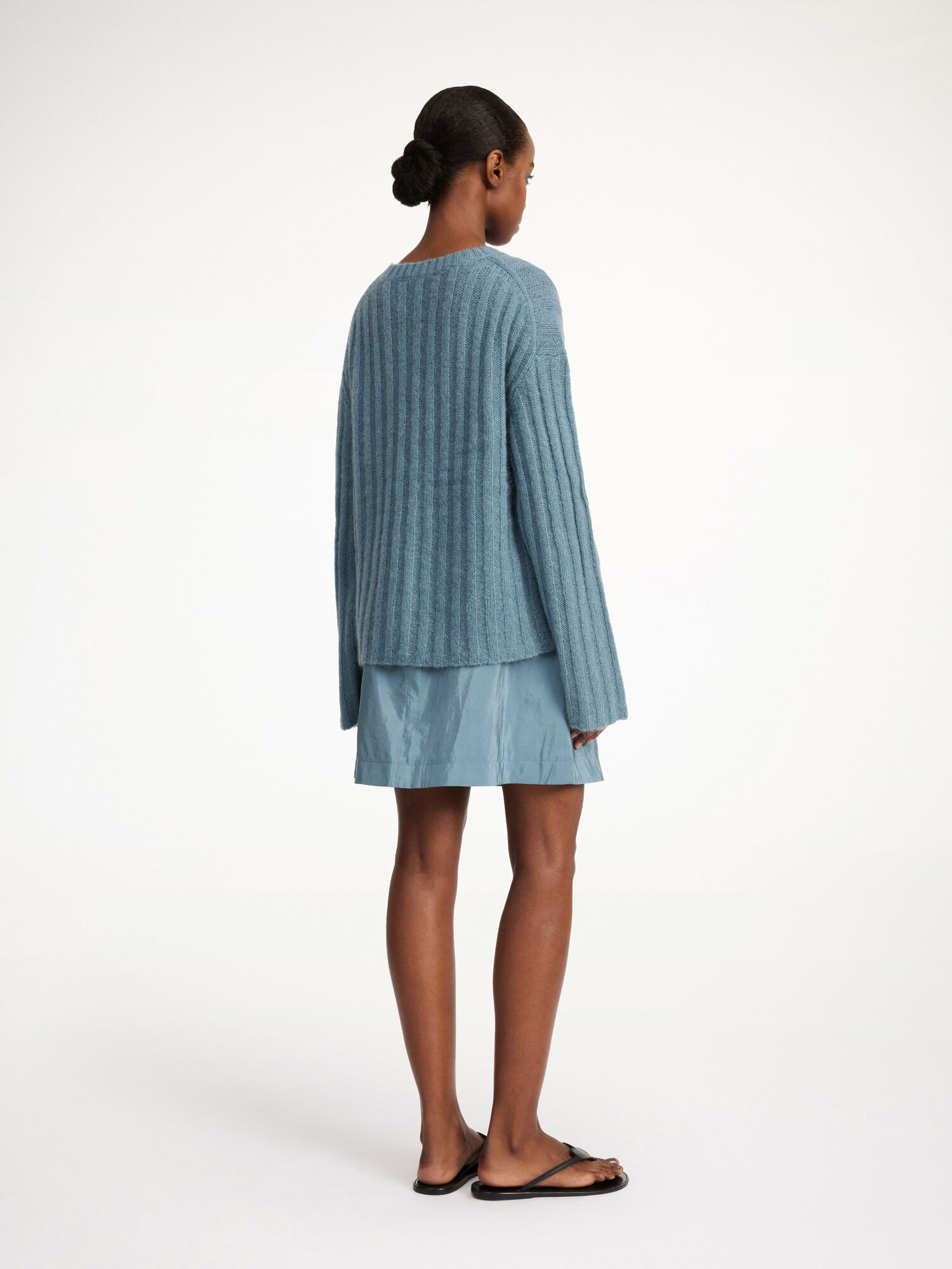 By Malene Birger Cierra Ribbed Sweater Knitwear Cool Water | UK_BB56579