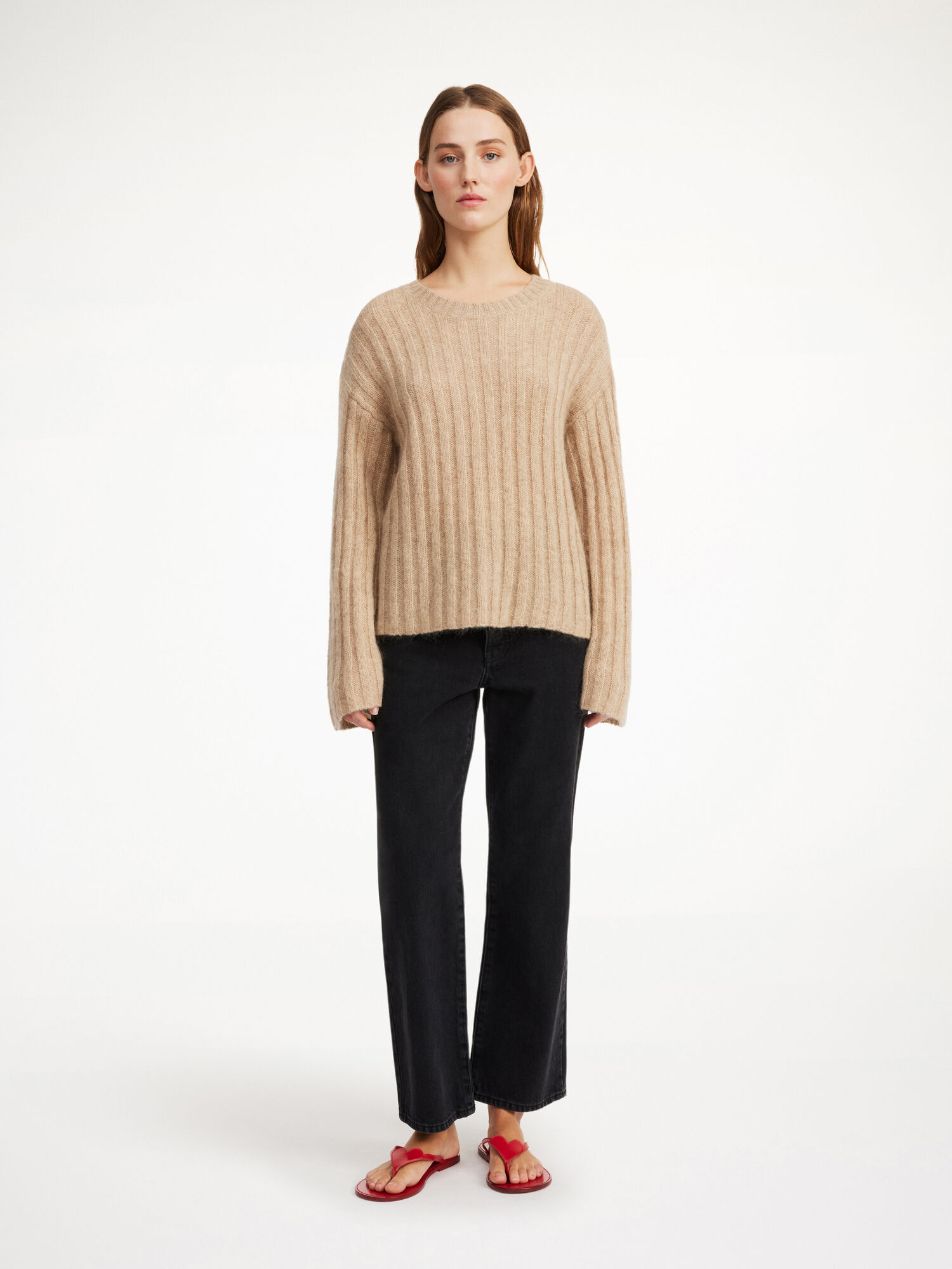 By Malene Birger Cierra Ribbed Sweater Knitwear Twill Beige | UK_BB37216