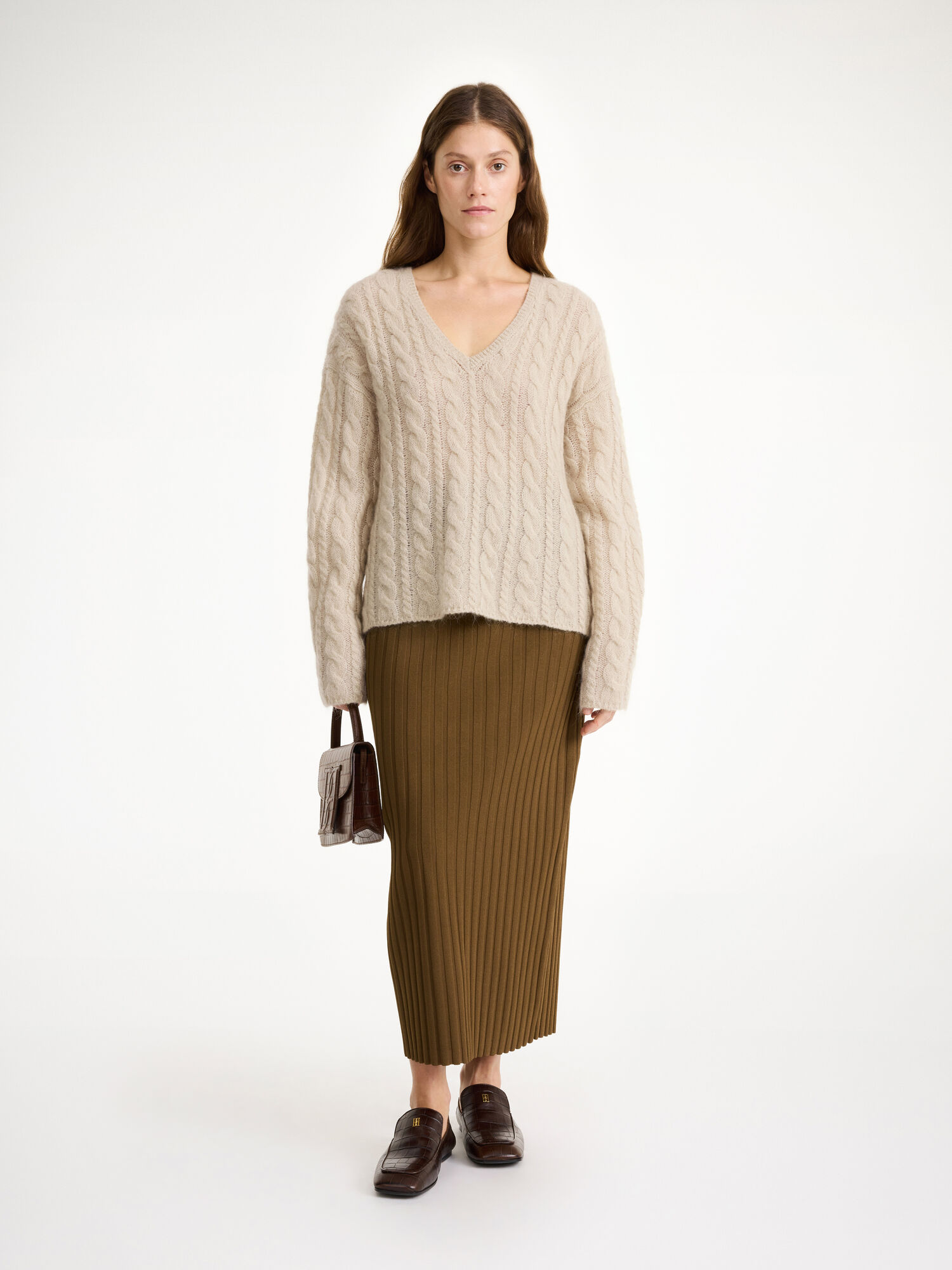 By Malene Birger Cimone Cable-knit Sweater Knitwear Oyster Gray | UK_BB25865