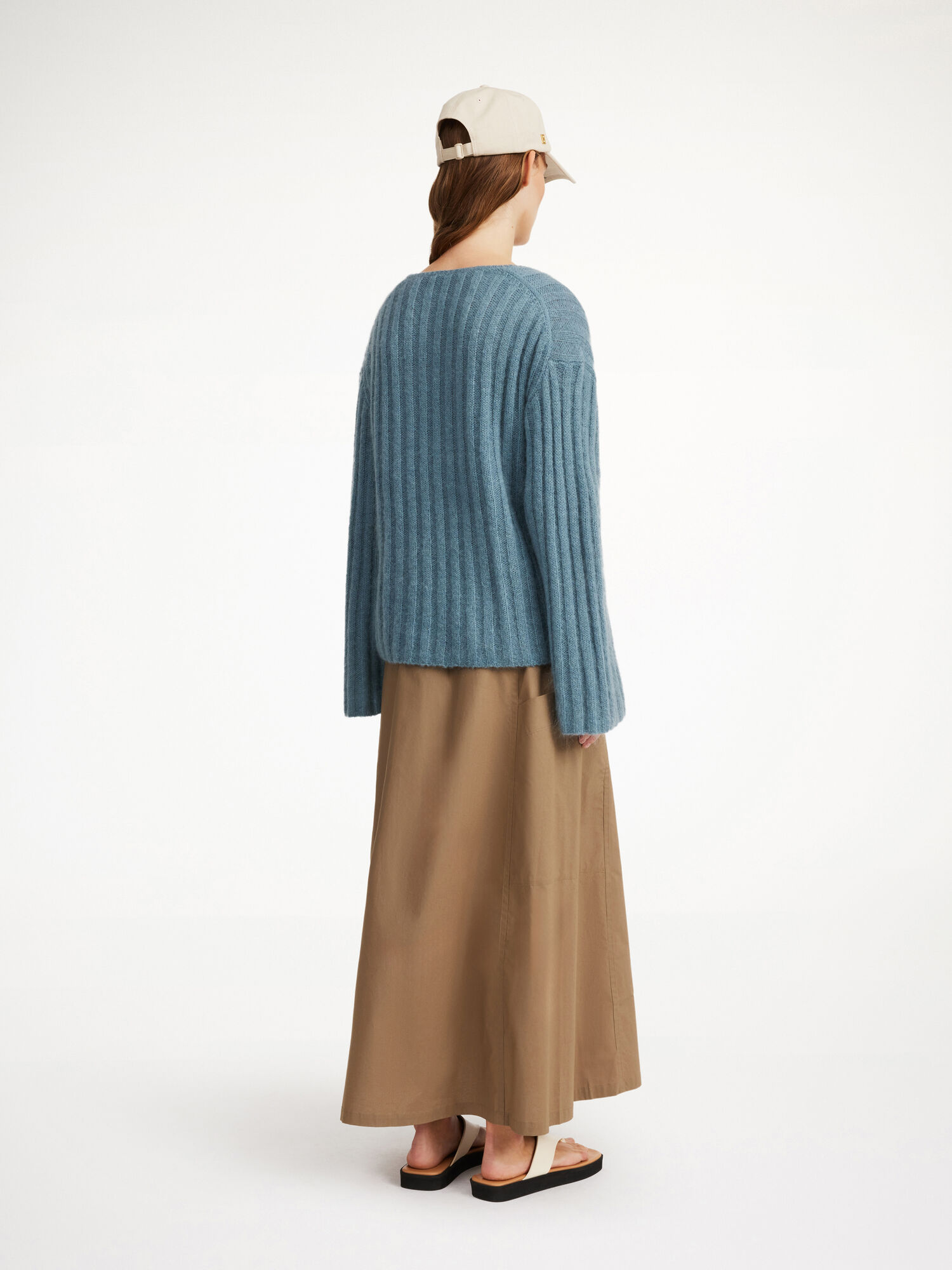 By Malene Birger Cimone Ribbed Sweater Knitwear Cool Water | UK_BB28946