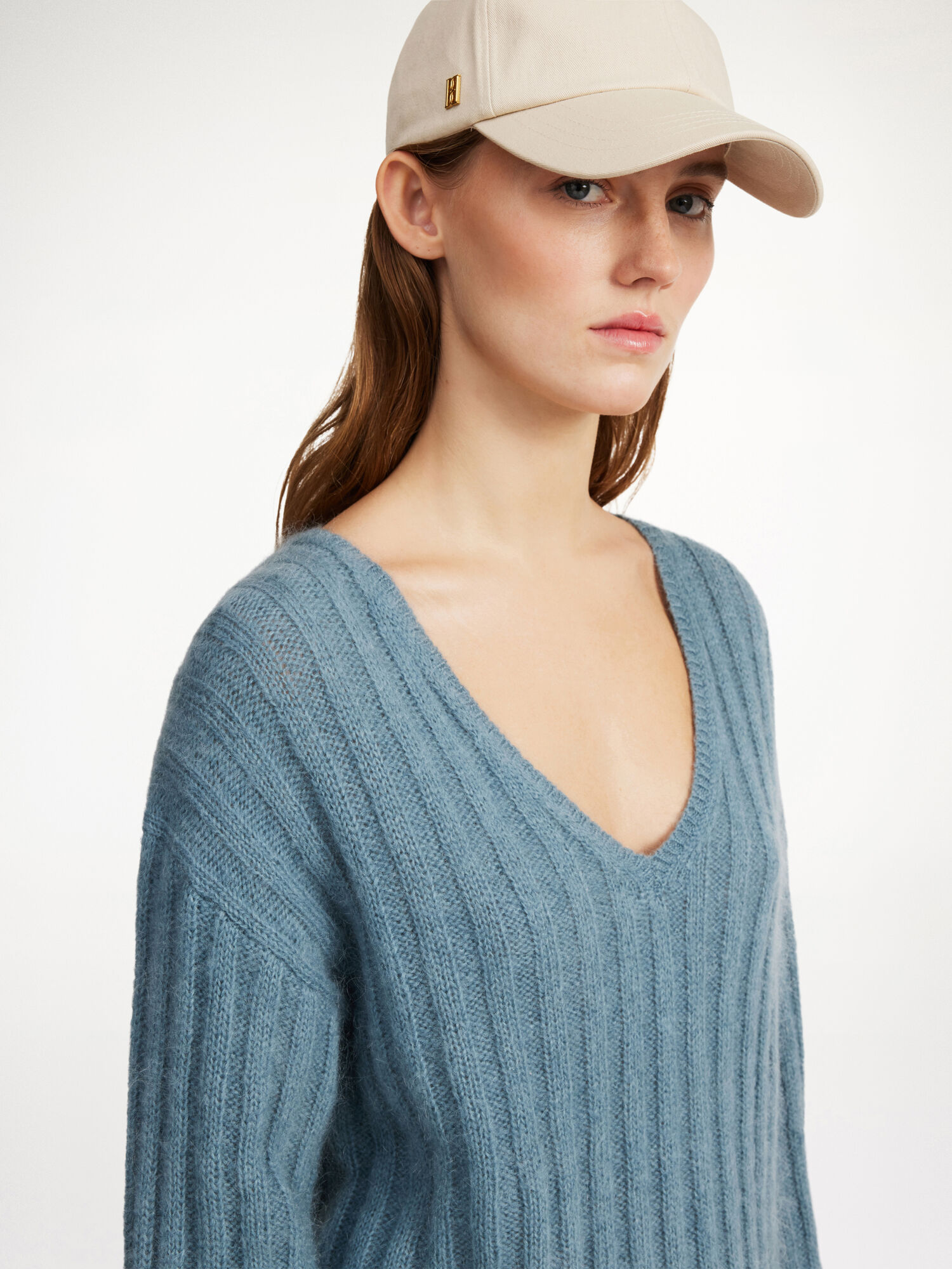 By Malene Birger Cimone Ribbed Sweater Knitwear Cool Water | UK_BB28946