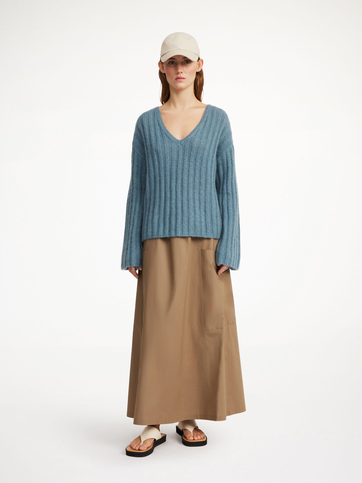 By Malene Birger Cimone Ribbed Sweater Knitwear Cool Water | UK_BB28946