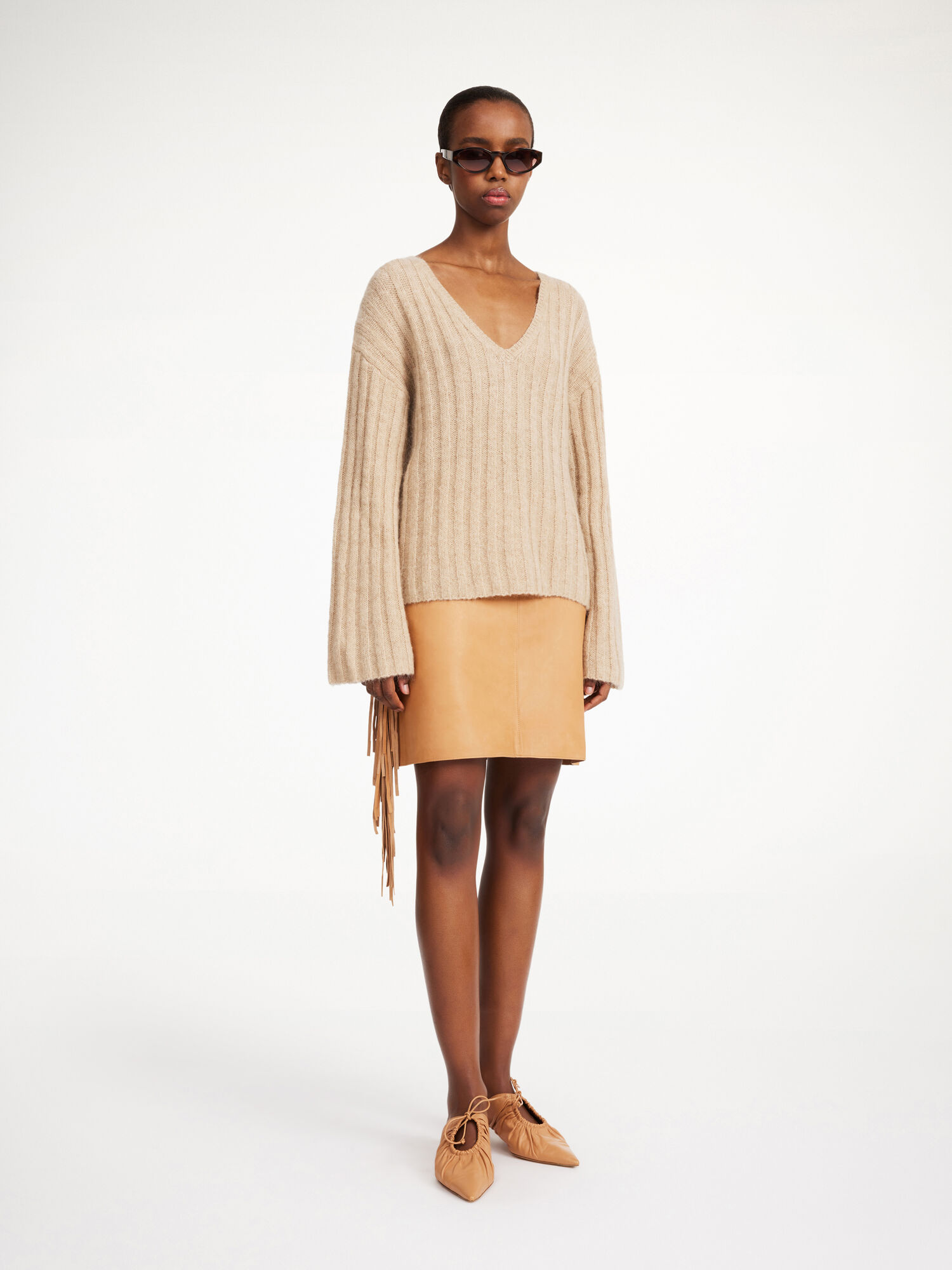 By Malene Birger Cimone Ribbed Sweater Knitwear Twill Beige | UK_BB63705