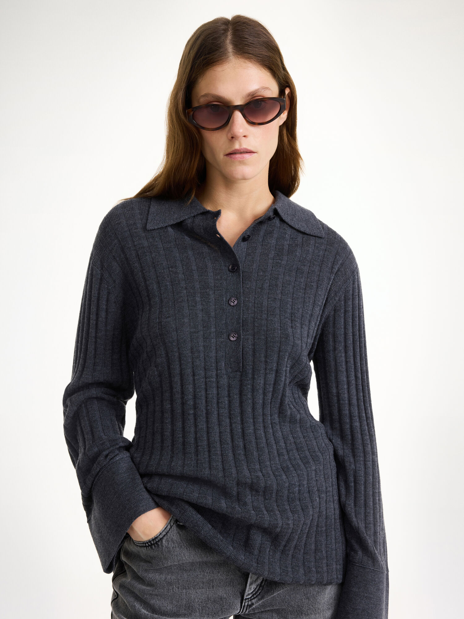 By Malene Birger Delphine Merino Wool Sweater Knitwear Jet grey | UK_BB54618