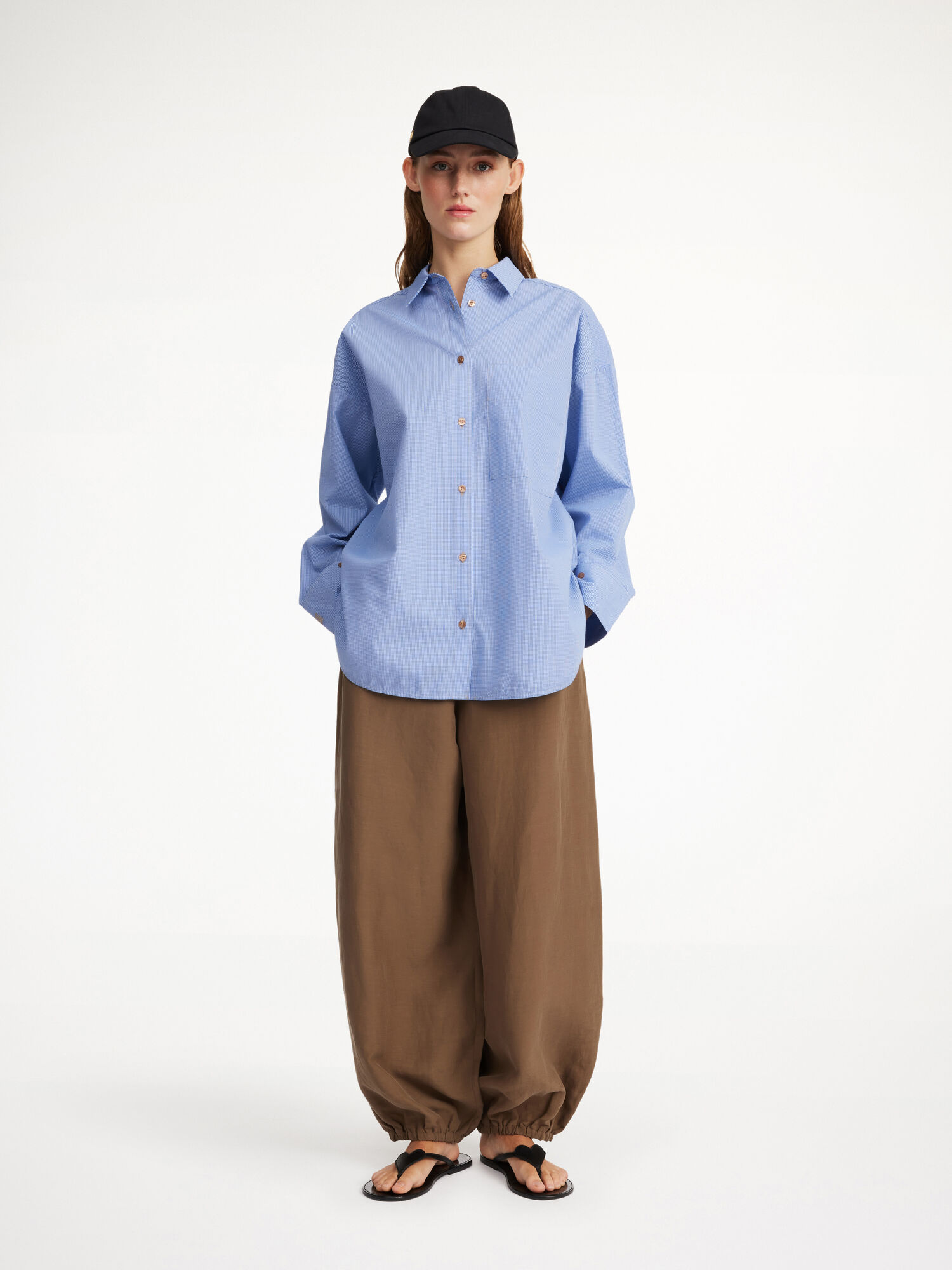 By Malene Birger Derris Organic Cotton Shirts Mini check blue | UK_BB80515