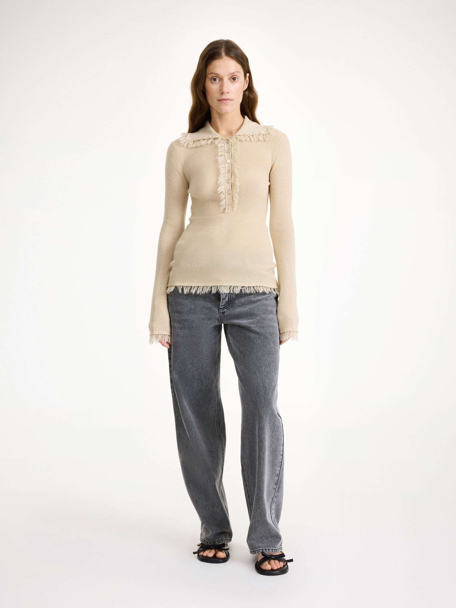 By Malene Birger Dreele Wool-blend Sweater Knitwear Oyster Gray | UK_BB67861