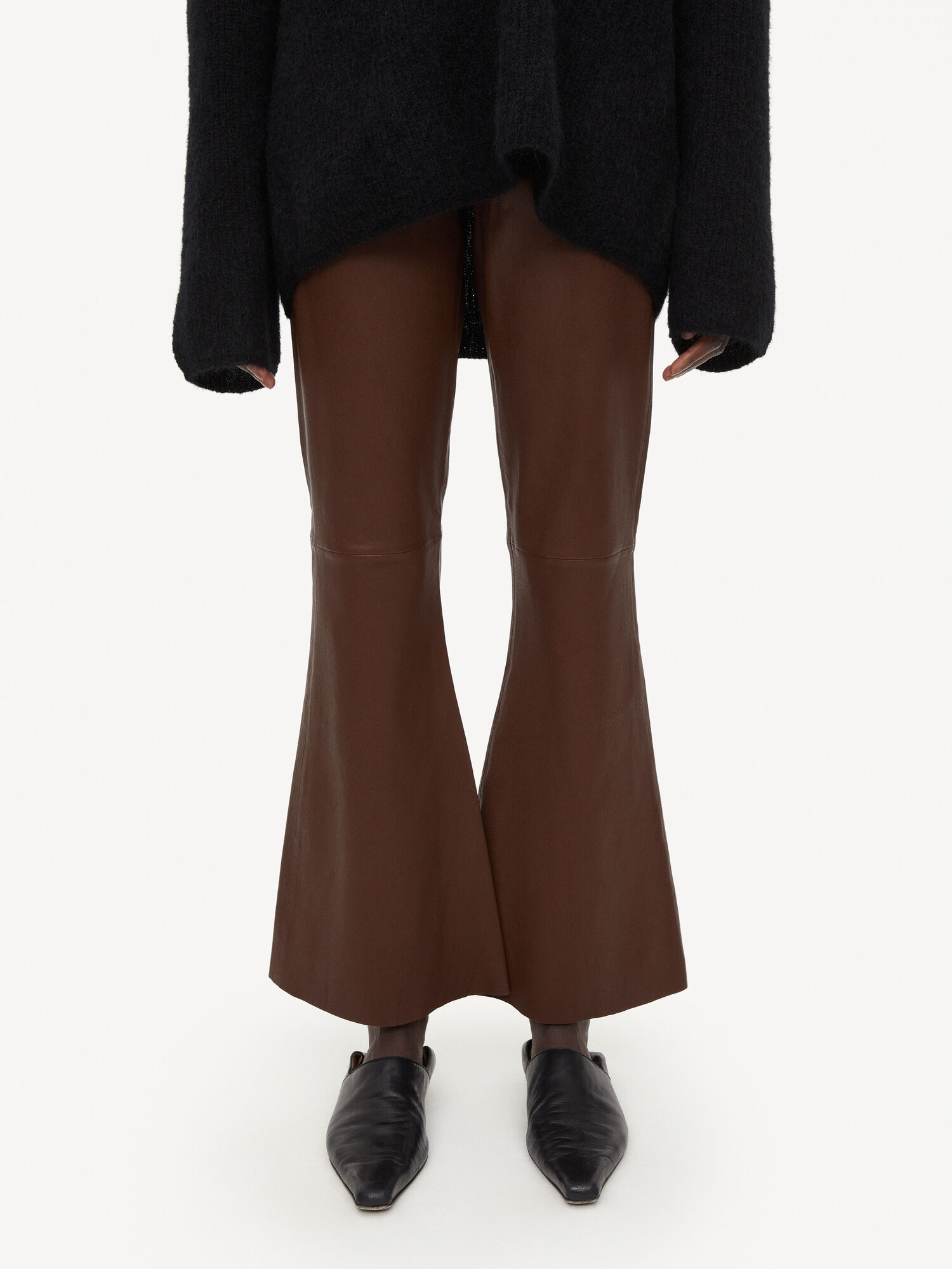 By Malene Birger Evyline Cropped Leather Trousers Chestnut | UK_BB62983