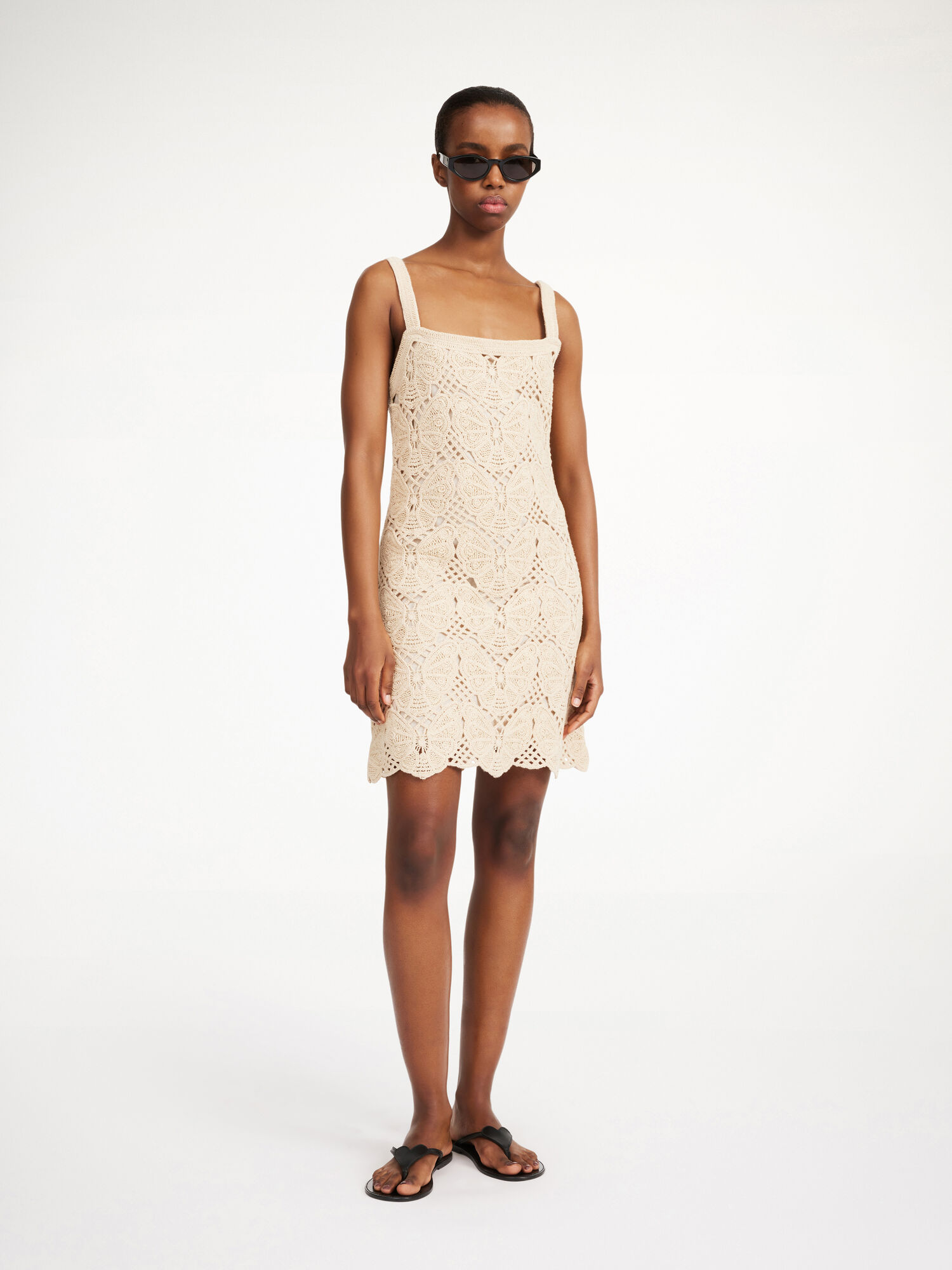 By Malene Birger Falla Crochet Mini Dress Oyster Gray | UK_BB93875