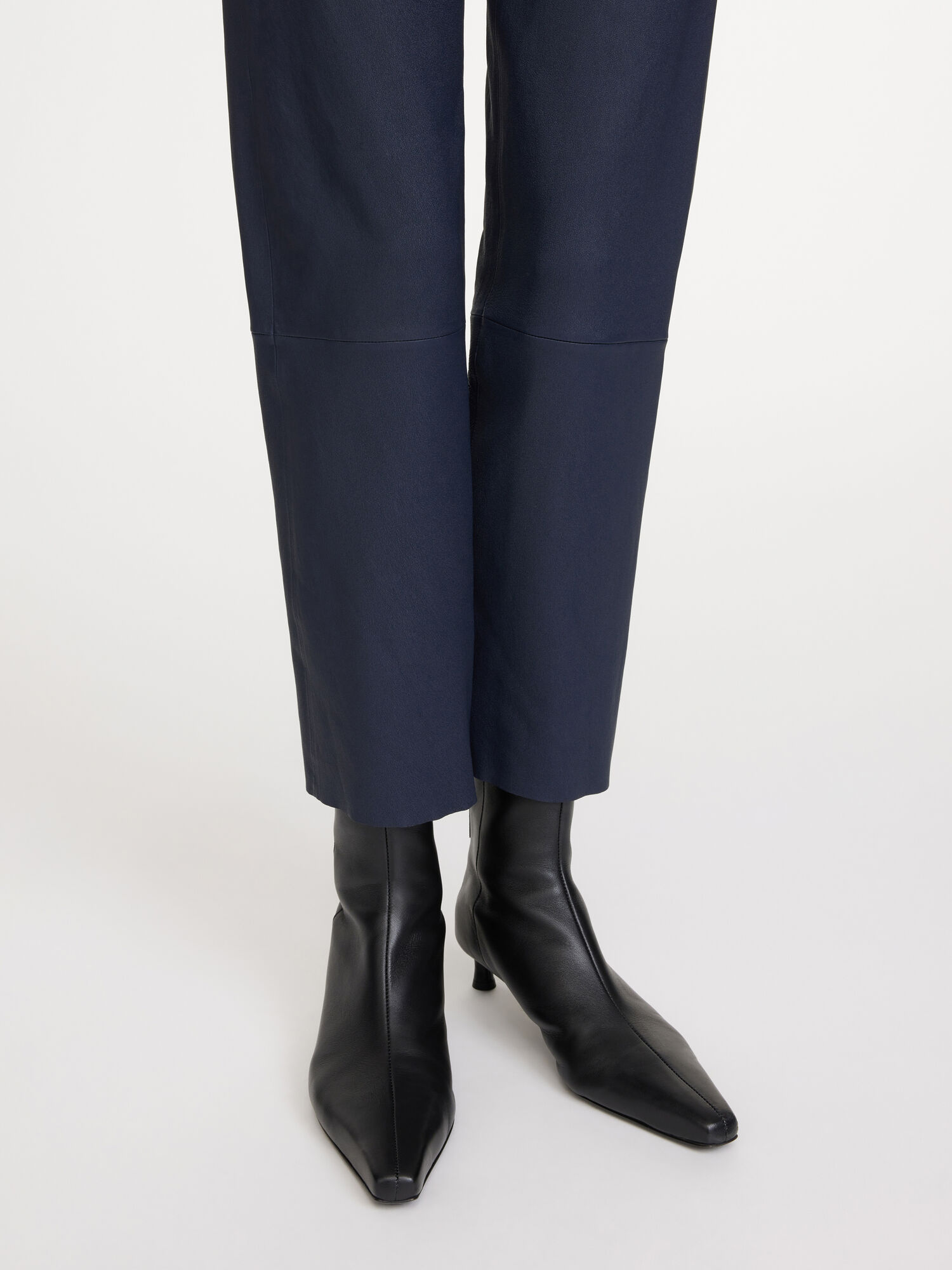 By Malene Birger Florentina Leather Trousers Navy Blazer | UK_BB55817