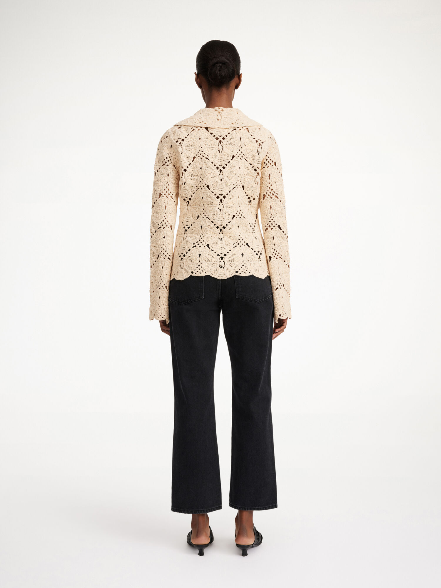 By Malene Birger Gwenevere Crochet Shirt Knitwear Oyster Gray | UK_BB66288