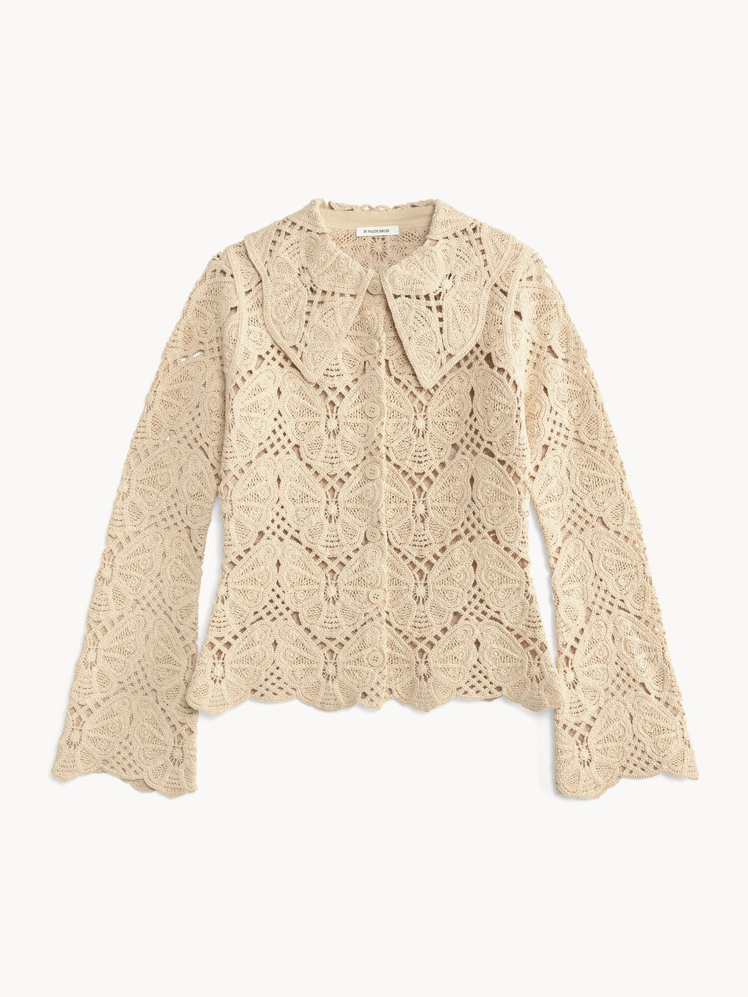 By Malene Birger Gwenevere Crochet Shirt Knitwear Oyster Gray | UK_BB66288