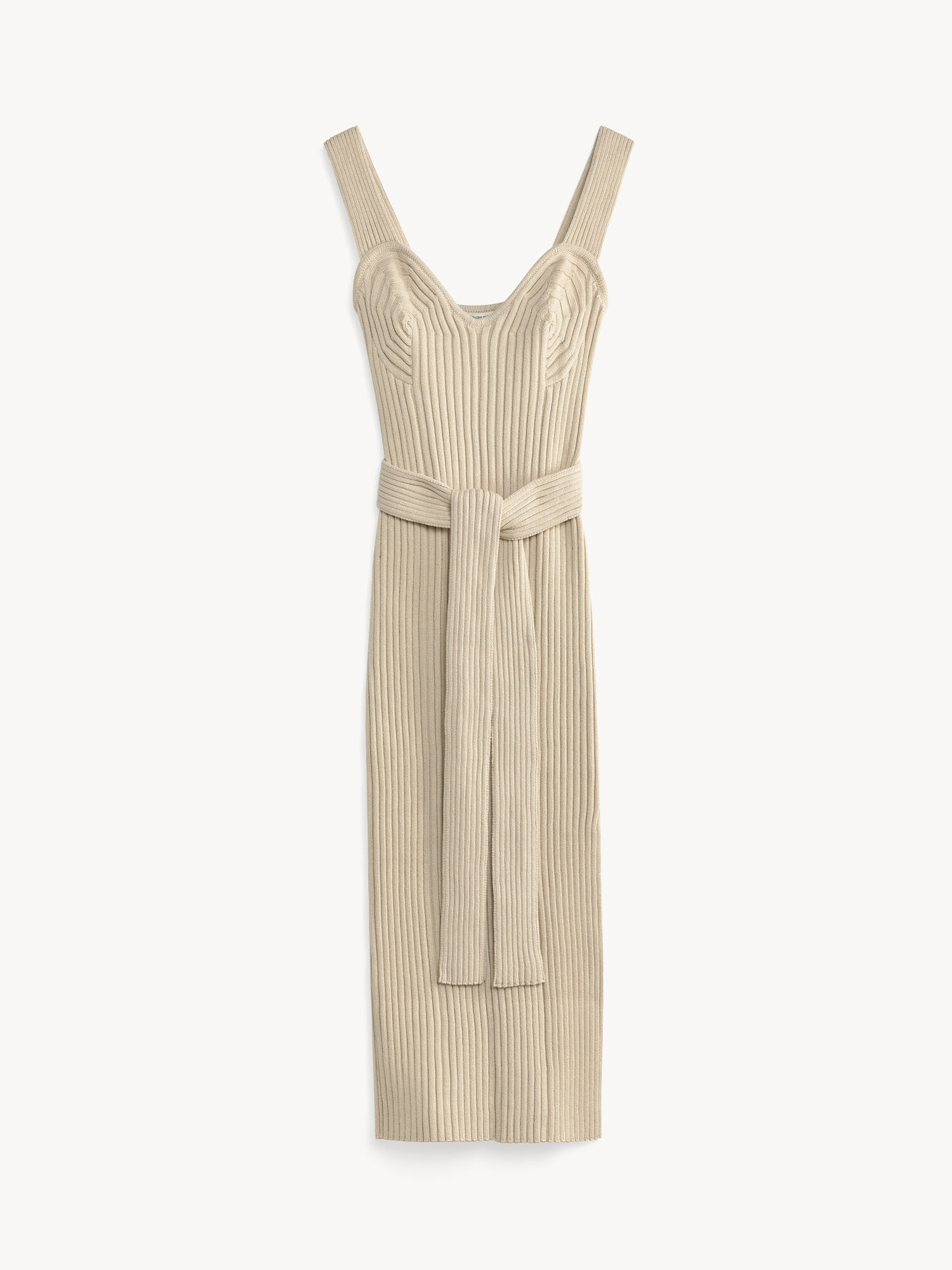 By Malene Birger Honeya Ribbed Maxi Dress Knitwear Oyster Gray | UK_BB35309