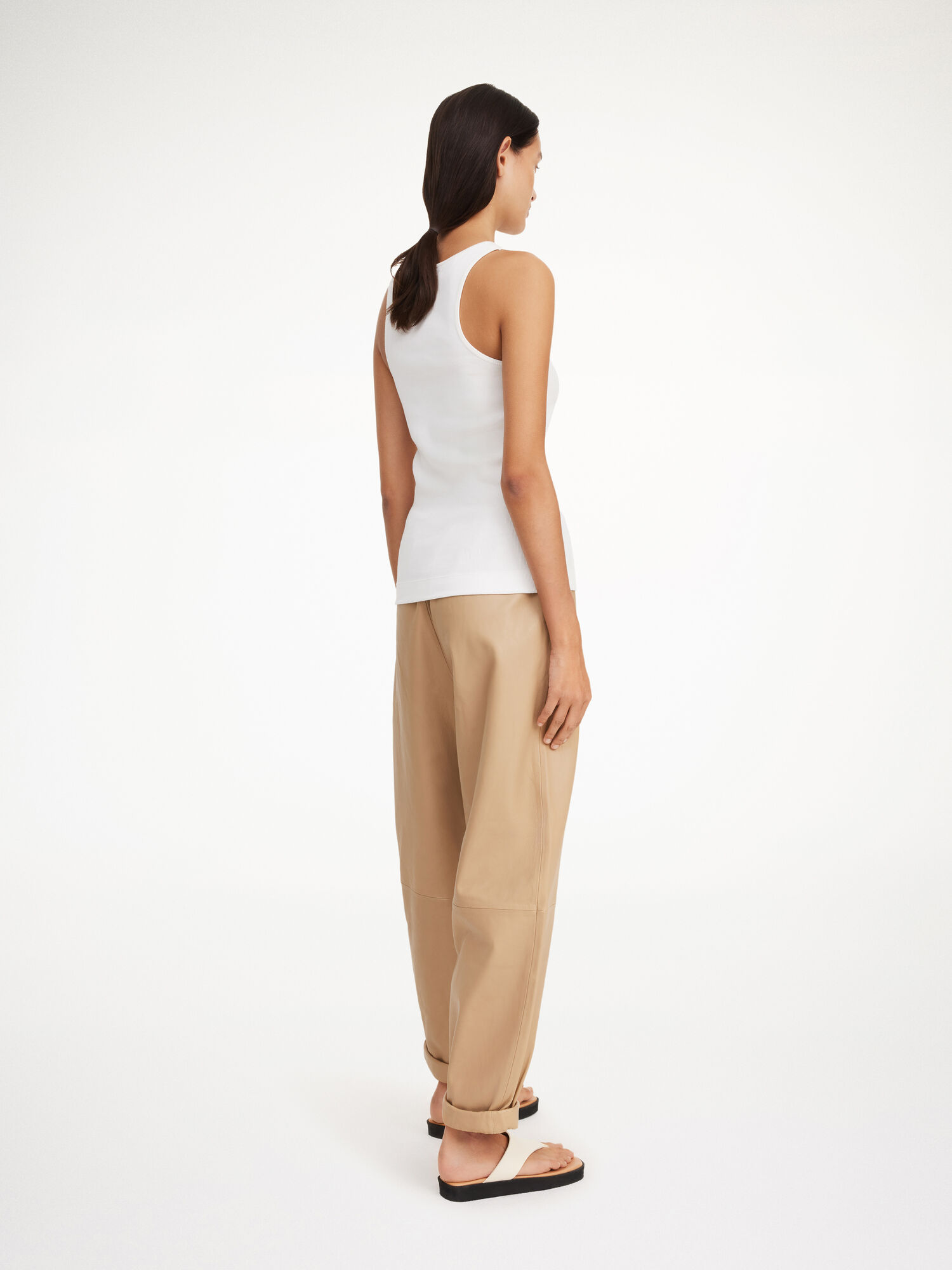 By Malene Birger Joanni Leather Trousers Sand Beige | UK_BB89608