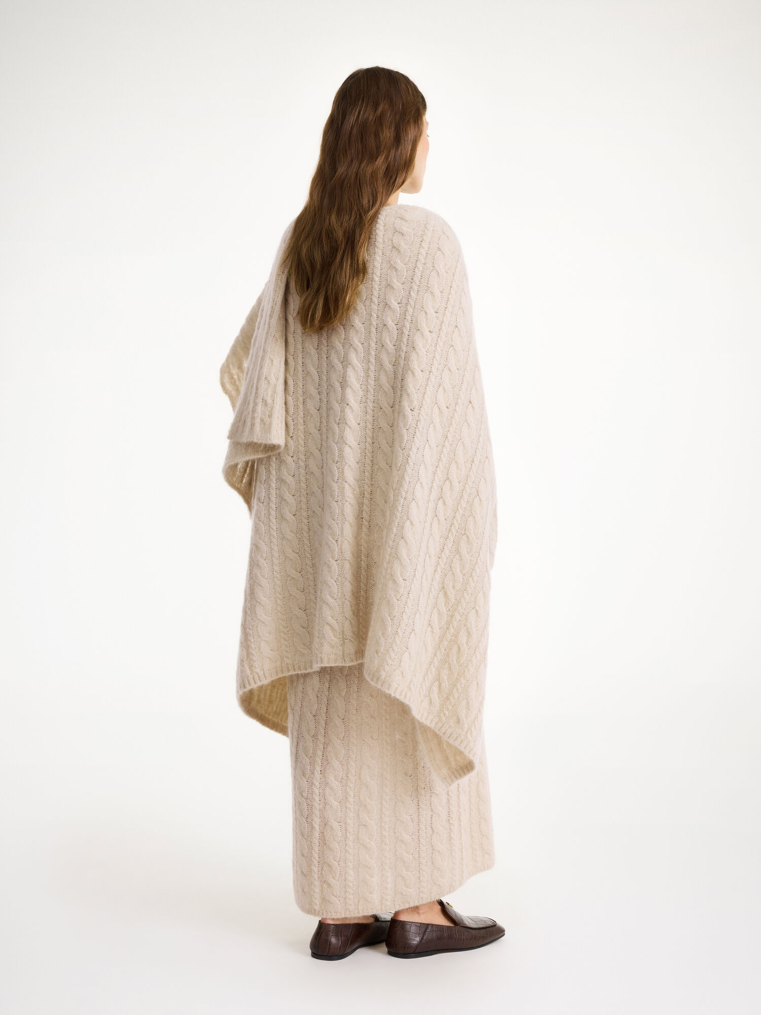 By Malene Birger Kassillas Wool-blend Poncho Knitwear Oyster Gray | UK_BB10523