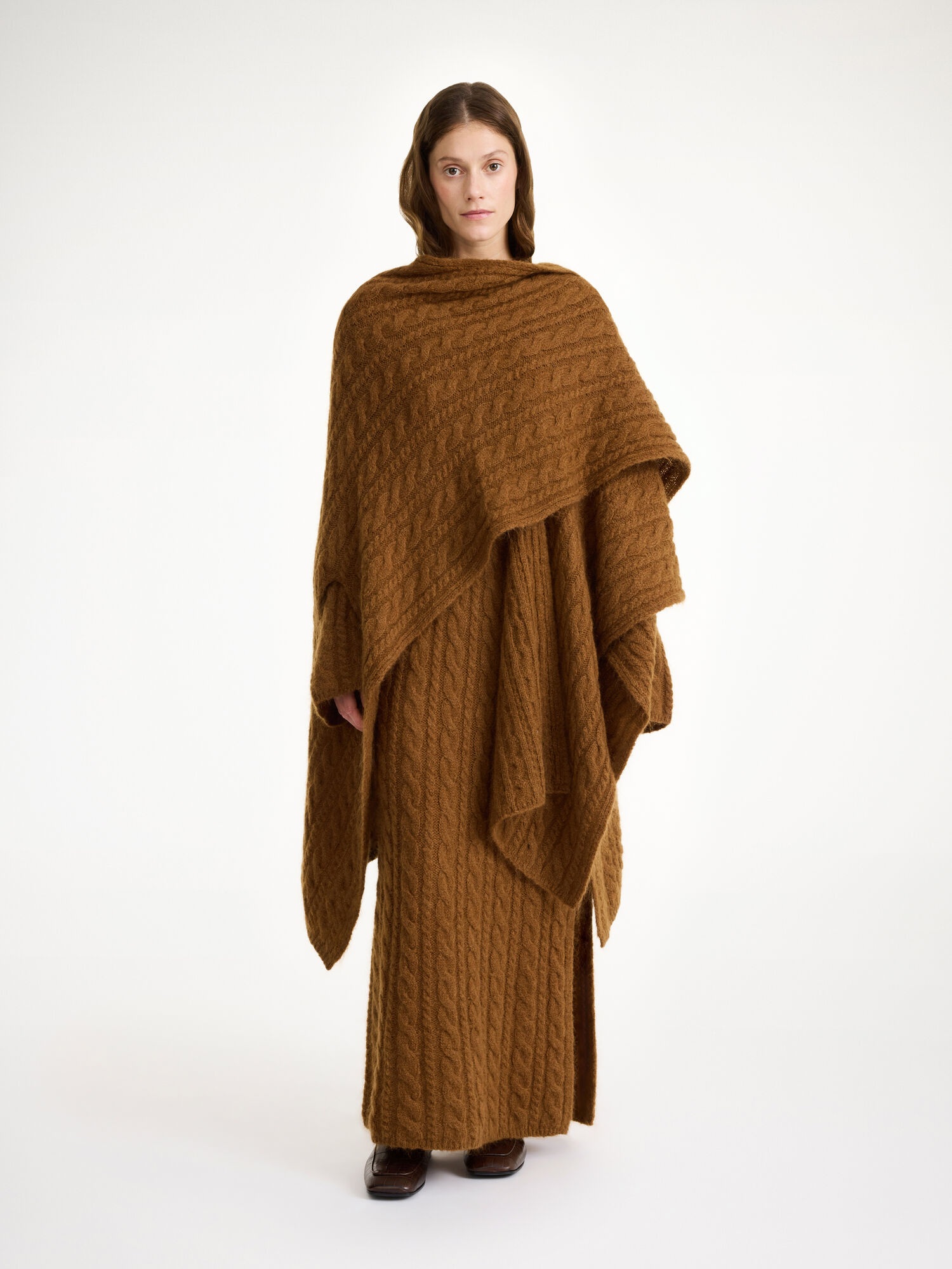 By Malene Birger Kassillas Wool-blend Poncho Knitwear Bison | UK_BB56634