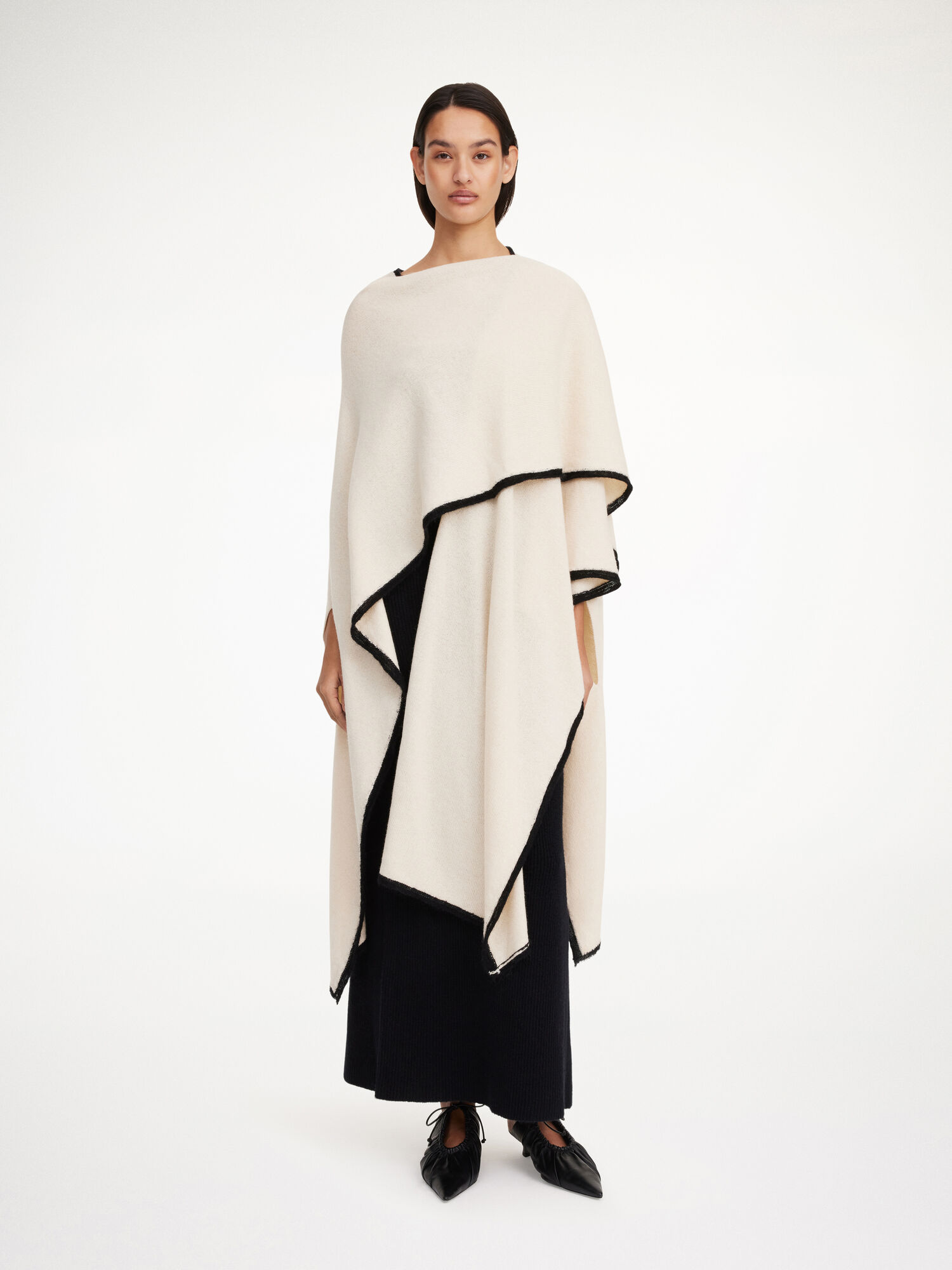 By Malene Birger Kassira Merino-blend Poncho Knitwear Oyster Gray | UK_BB67679